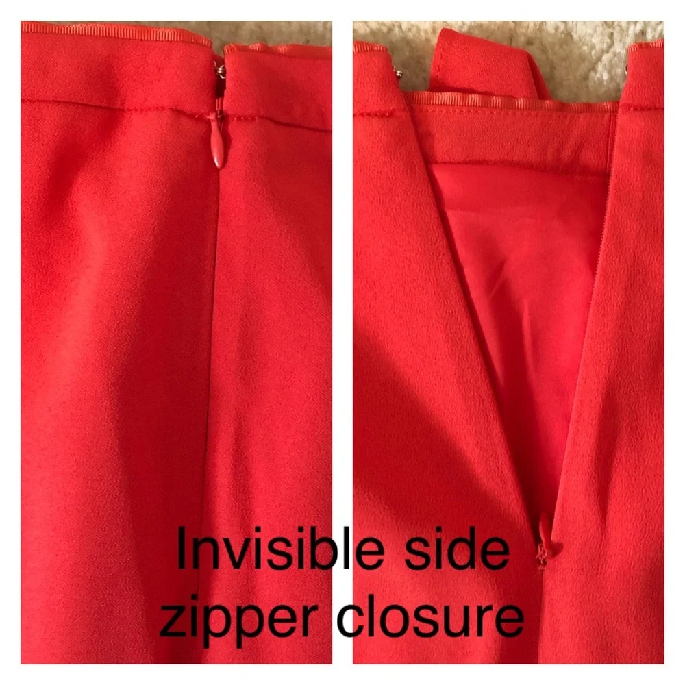 REISS Dita Waterfall Draped Crepe Skirt Bold Orange Asymmetrical Midi Womens 8 - Picture 11 of 13